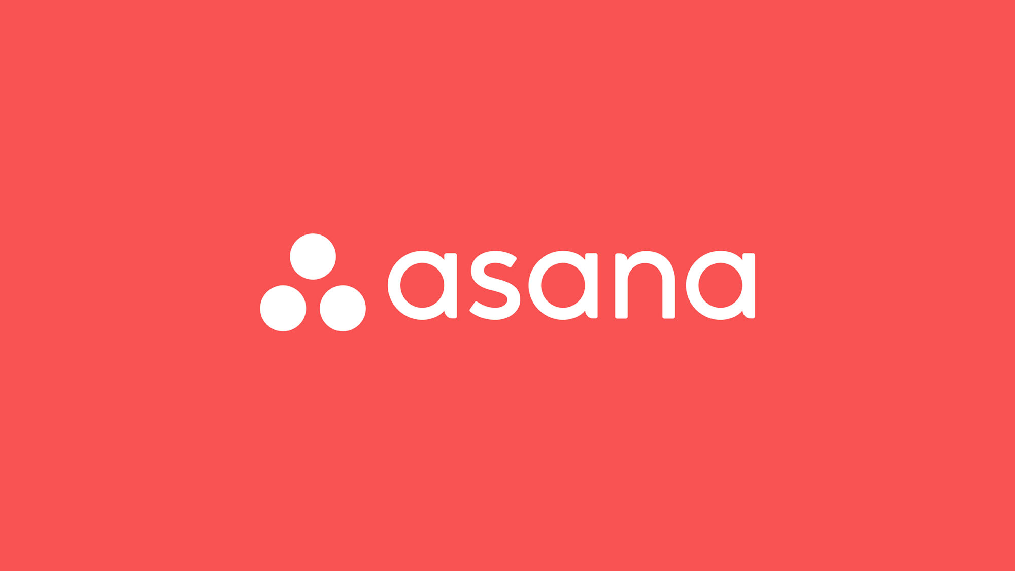 The Asana logo in white on a red background.