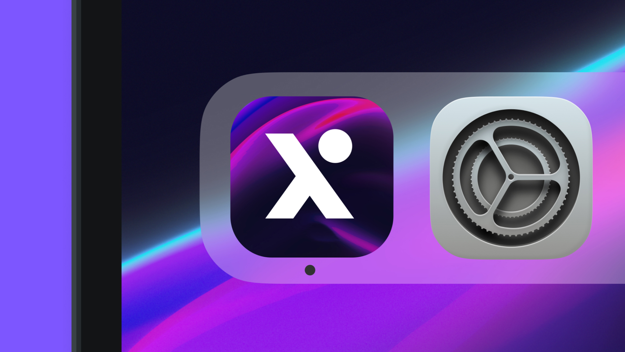 A close-up of the x in axo appearing as an app icon.