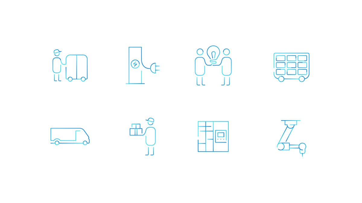 The iconography style and system that is designed to imbue a sense of flow into the brand expression.