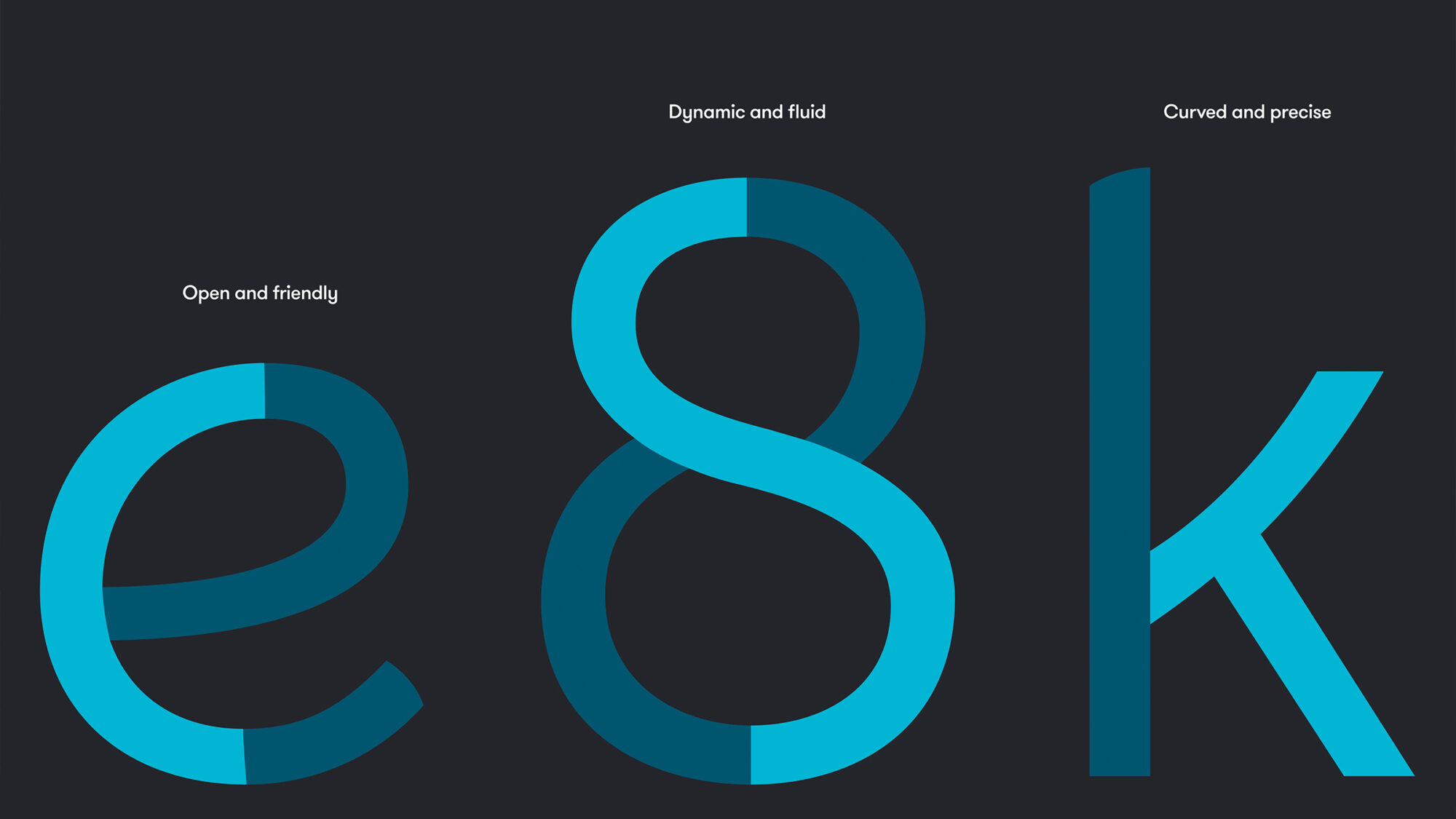 The letters e and k and the number 8, used to illustrate the 
